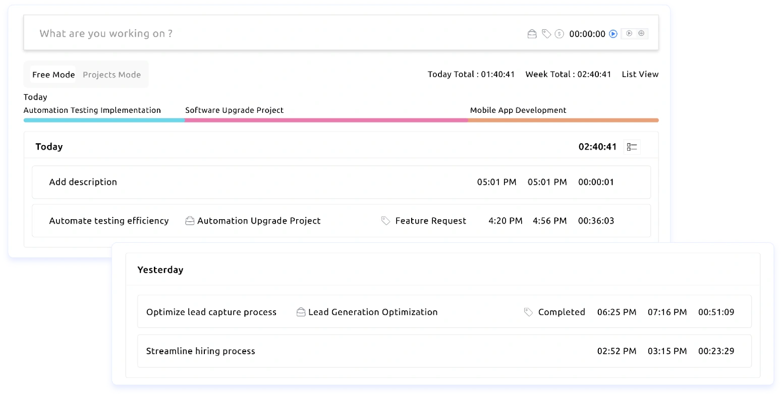 smart time tracking dashboard